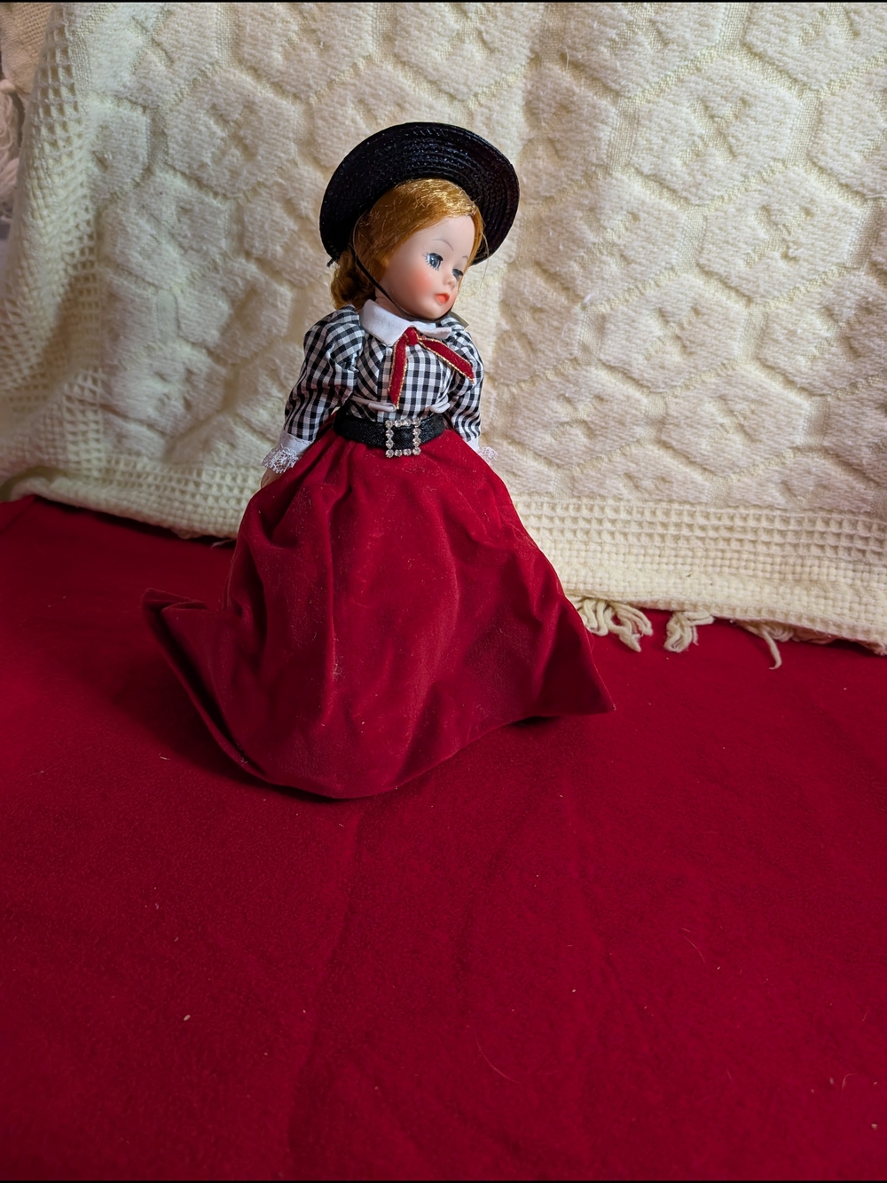 Madame Alexander Doll with Red Skirt and Black-and-White Gingham